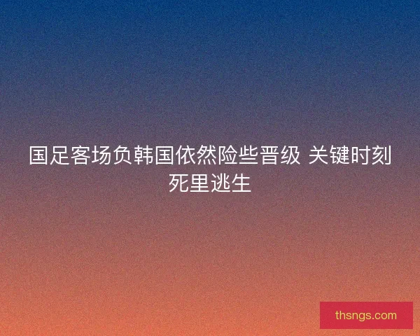 国足客场负韩国依然险些晋级 关键时刻死里逃生