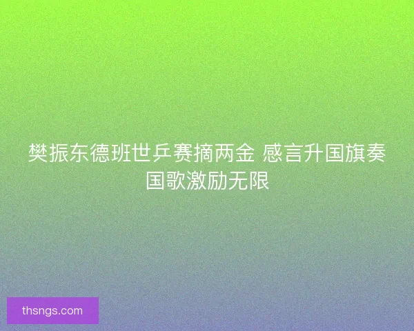 樊振东德班世乒赛摘两金 感言升国旗奏国歌激励无限