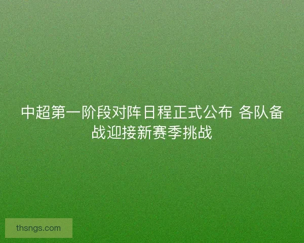 中超第一阶段对阵日程正式公布 各队备战迎接新赛季挑战